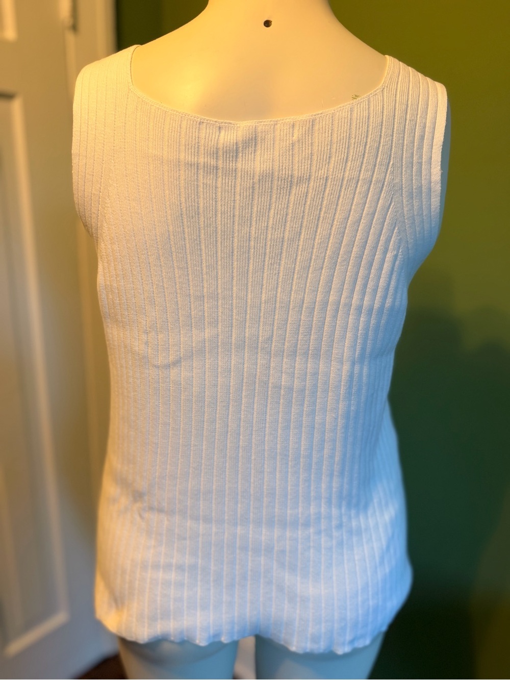 White Ribbed Square-Neck Tank Top - Picture 4 of 5
